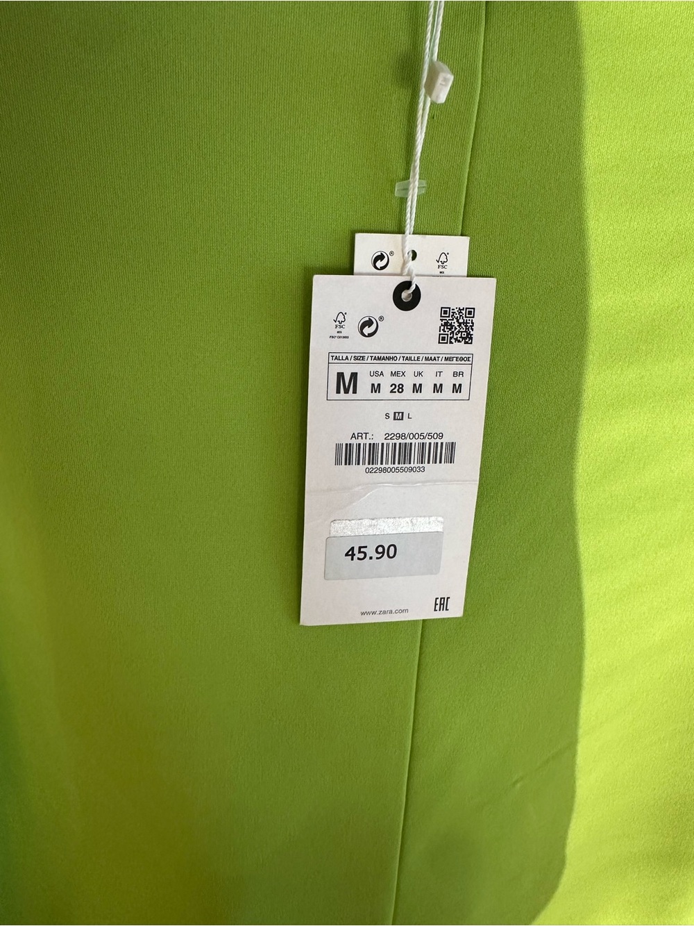 Zara Neon Lime Green Long-Sleeve Dress - Picture 3 of 4